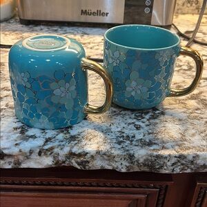 Mueller Teal and Gold Coffee Mug Set
